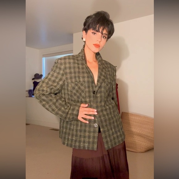 Blazer Tweed Blazer Woven Plaid... - Picture 5 of 16